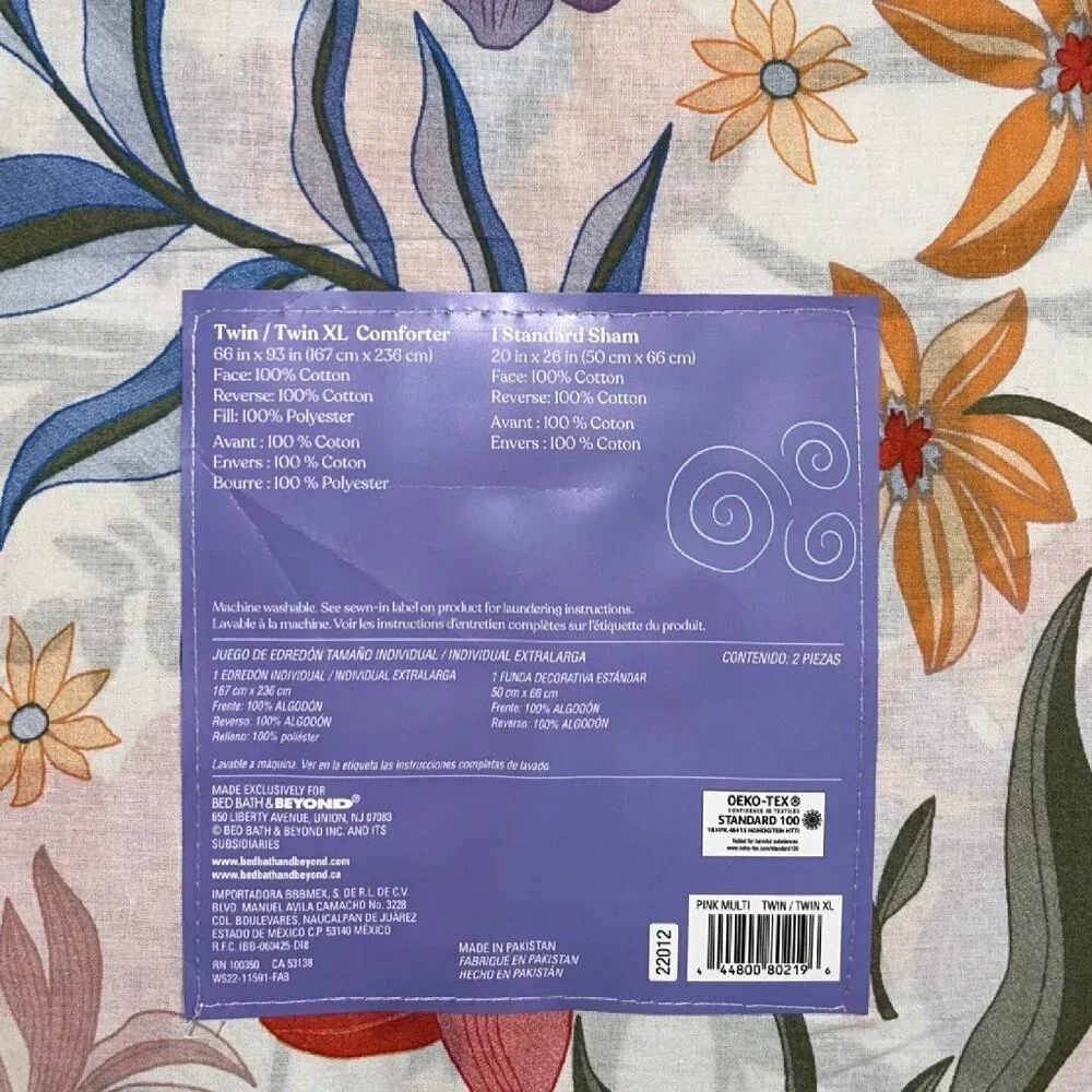 new 2-pc IVORY Wild Sage Julianna Floral Reversible Twin /Twin XL Comforter Set